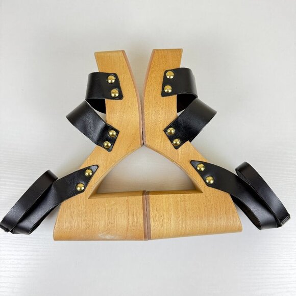 Like New Sam Edelman Angela Platform Heeled Sandals Black Leather - Picture 7 of 12